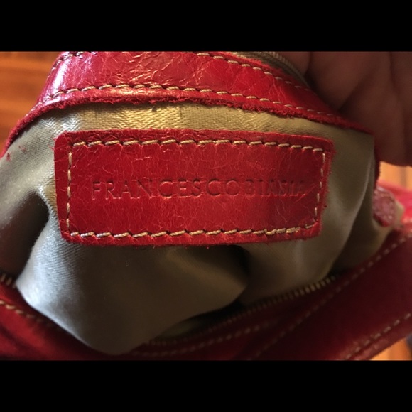 Red leather Francesco Biasia bag - Picture 3 of 4